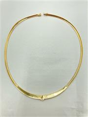 14K Yellow Gold & Diamond Omega Necklace Approx. .07CTW 17.6g